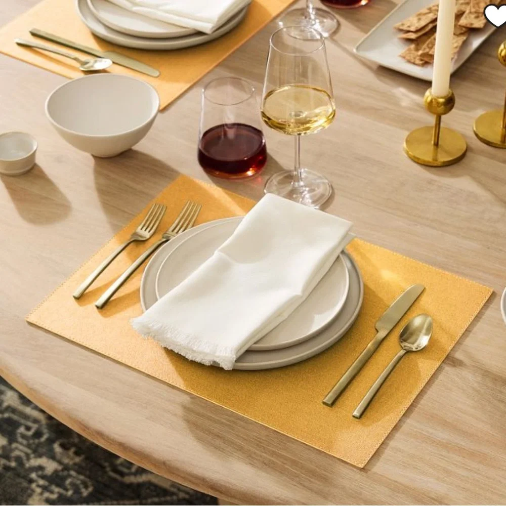 4 West Elm Denim Texture Easy-Care Placemat in Marigold